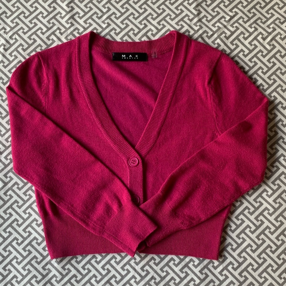 Cropped 3/4 Sleeve Pink Cardigan